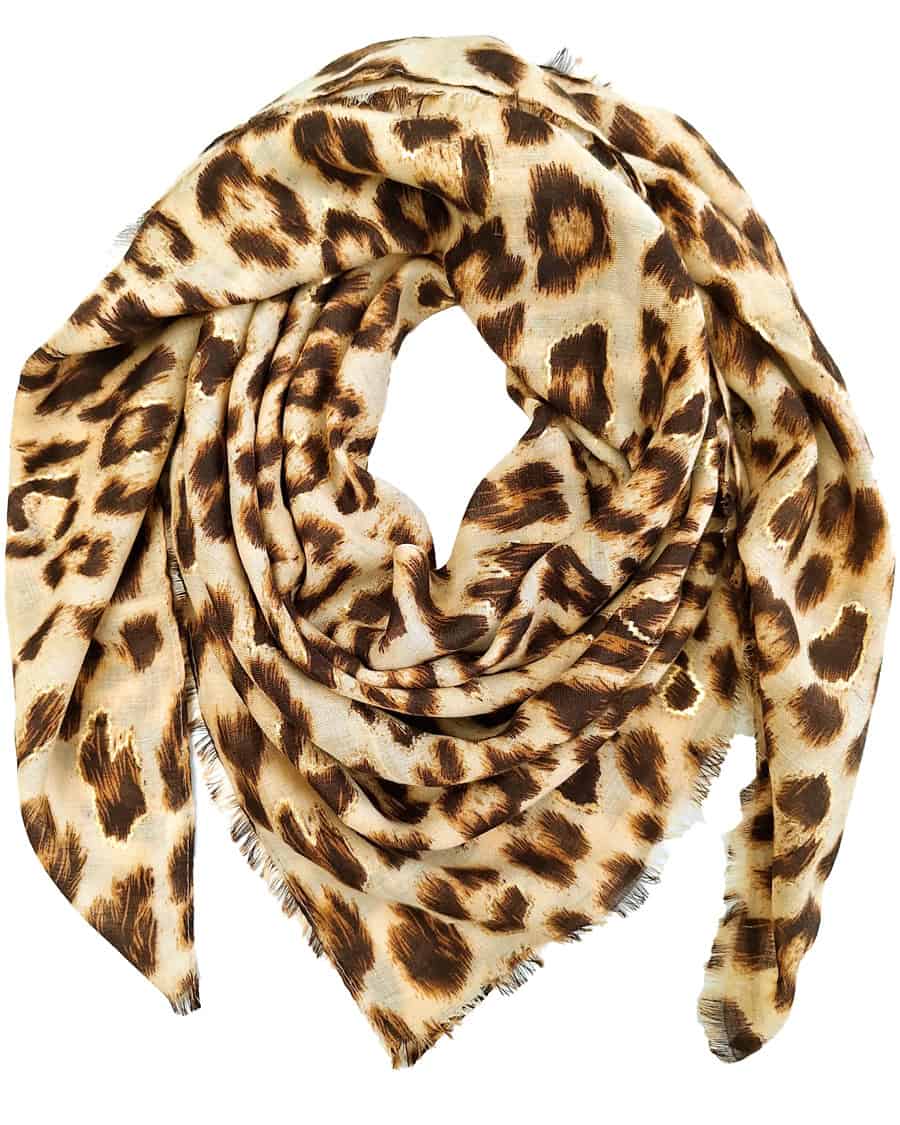 Leopard-tørklæde-brunt-kvadratisk