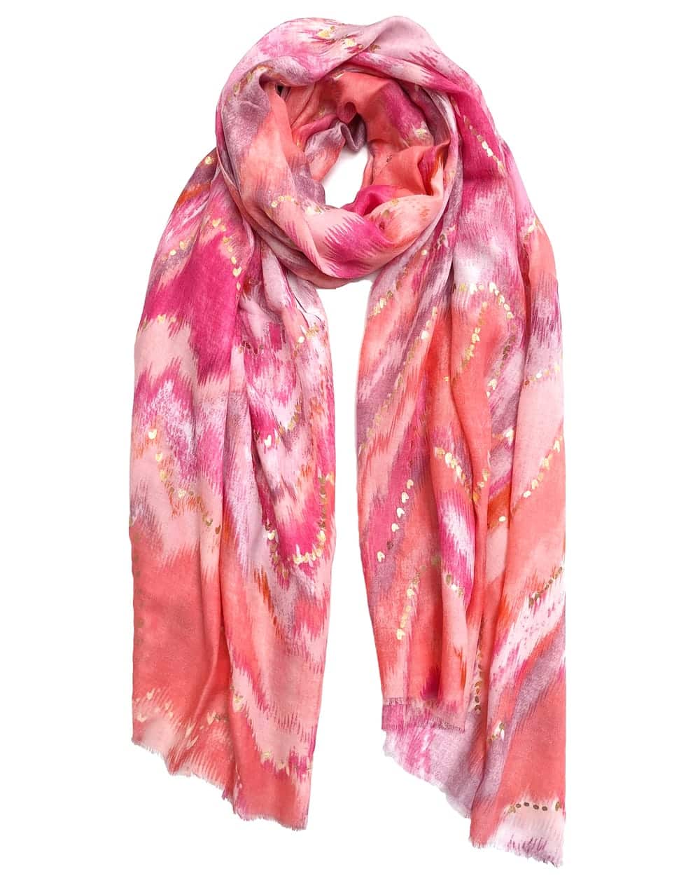 Pink orange mønstret tørklæde